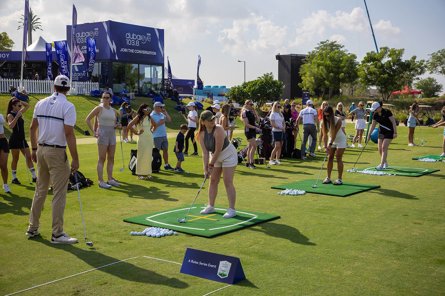 Spectators enjoying a Golf Clinic at the DP World Tour Championship in Dubai